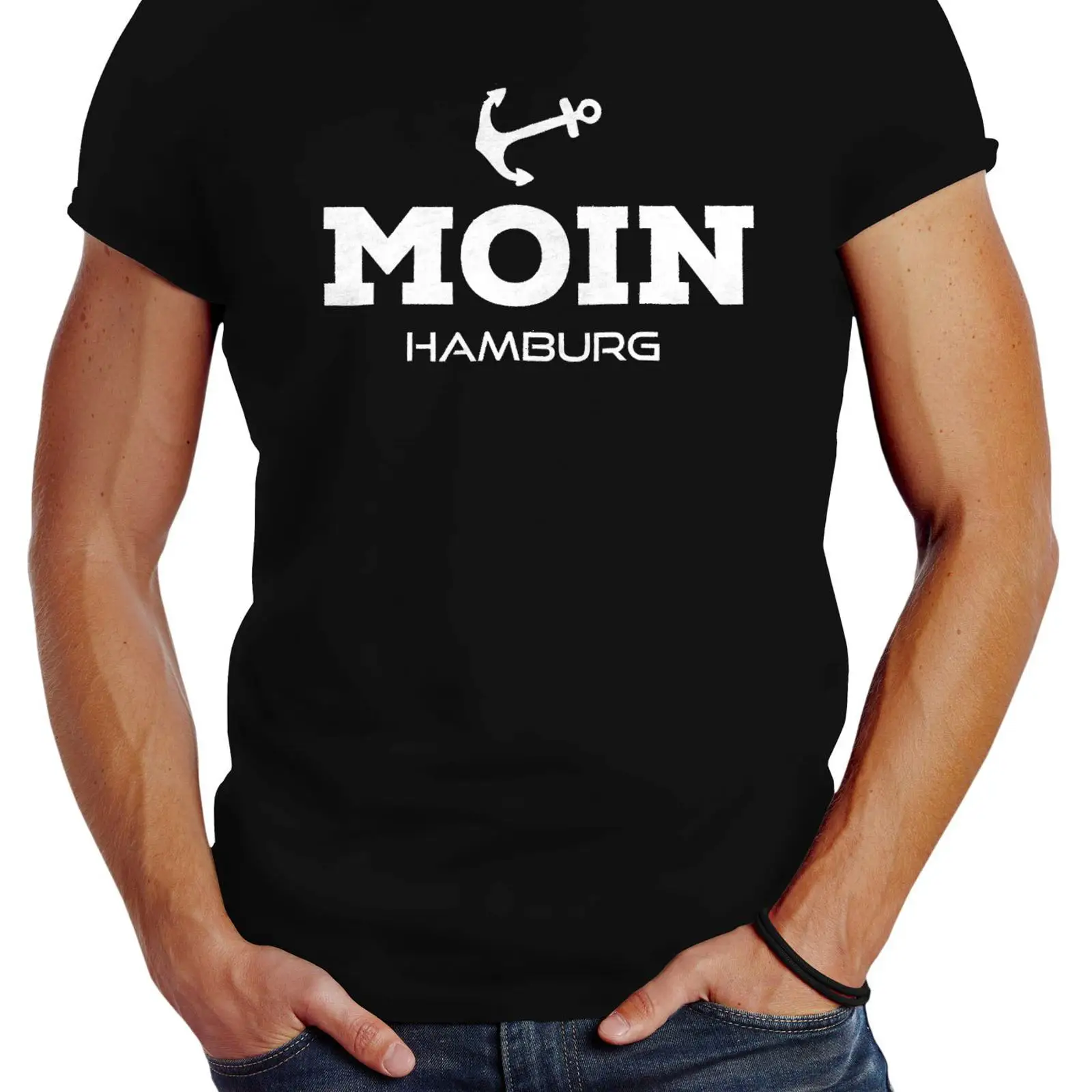 Vintage Fashion Hamburg - Kaos Pria Neverless Moin Hamburg Anchor