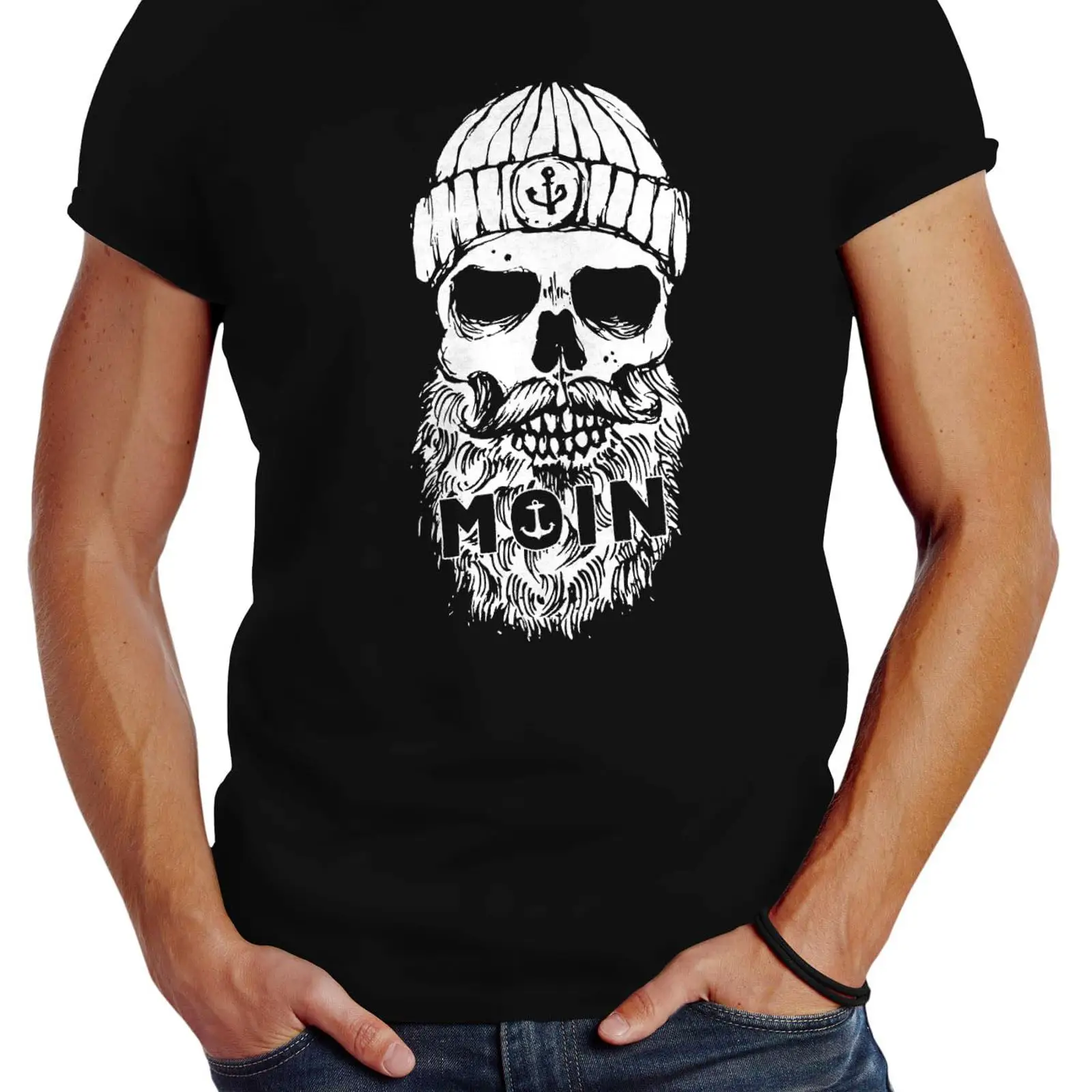 Vintage Fashion Hamburg - Kaos Pria Neverless Motif Tengkorak Hamburg