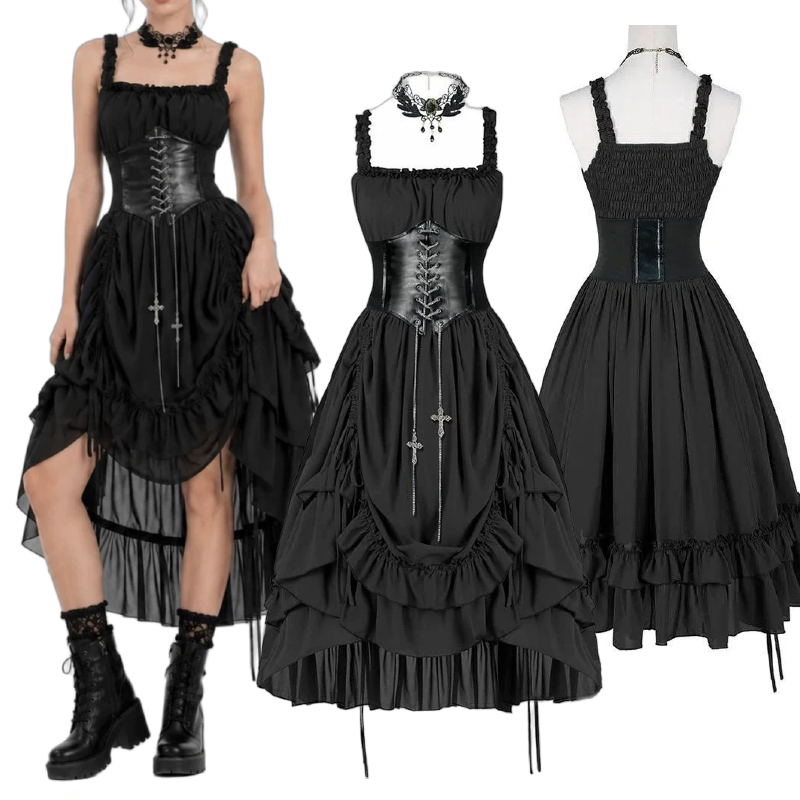 Gaun Korset Gothic Wanita Hita - Vintage Fashion Dresses ulasan dan harga