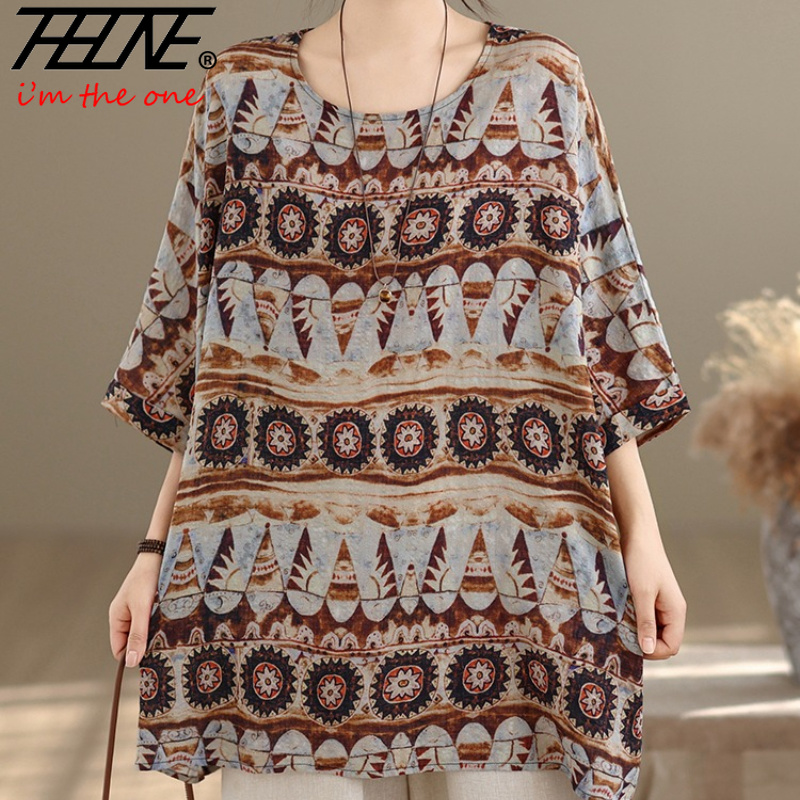 THHONE Blus Wanita Musim Panas - Vintage Fashion Jersey ulasan dan harga