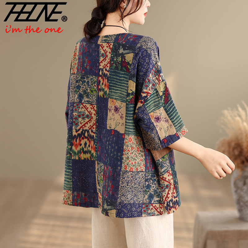 THHONE Blus Wanita Musim Panas - Vintage Fashion Jersey ulasan dan harga